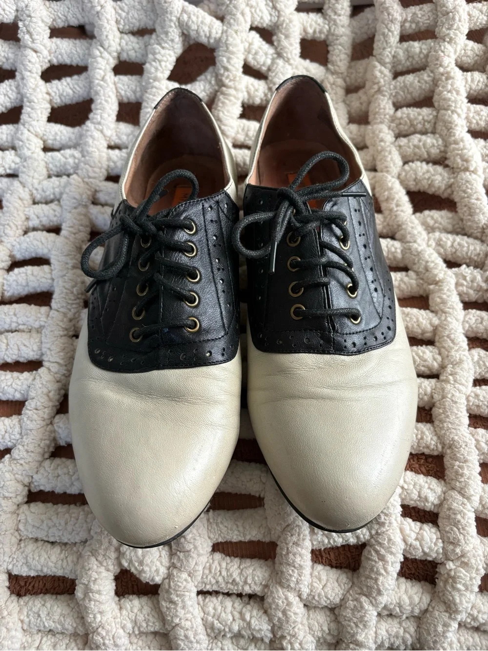 Black and White Saddle Oxfords - Two Tone Lace-Up Shoes